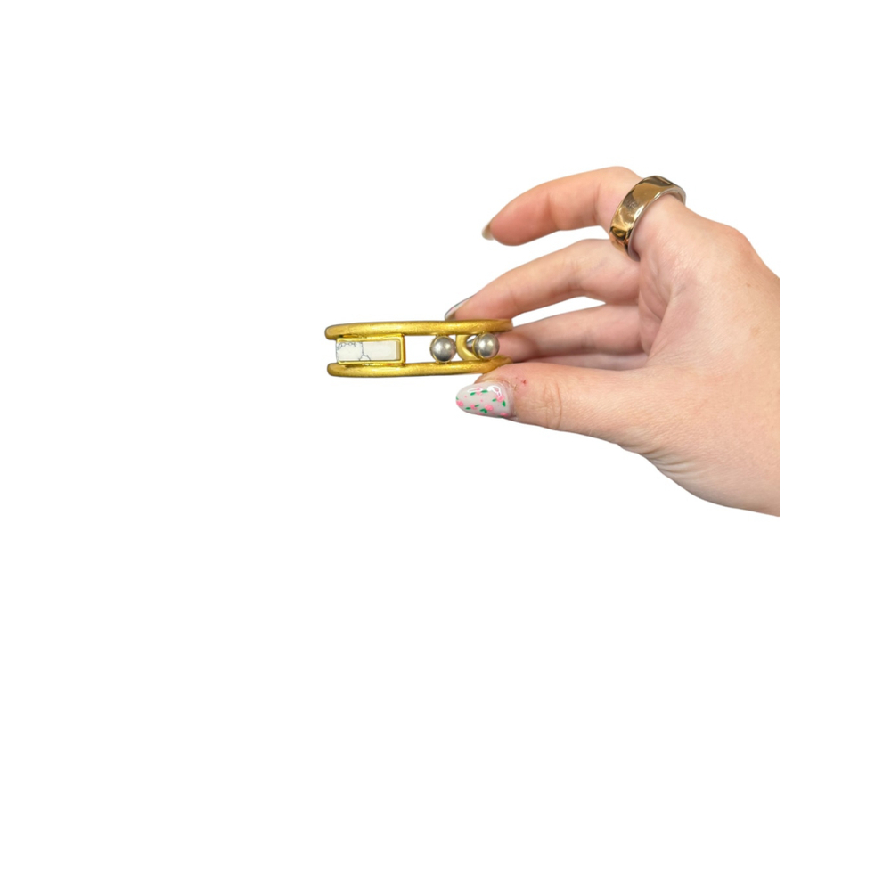 Women's Madewell Gold Tone Cuff Bracelet with White Stone One Size